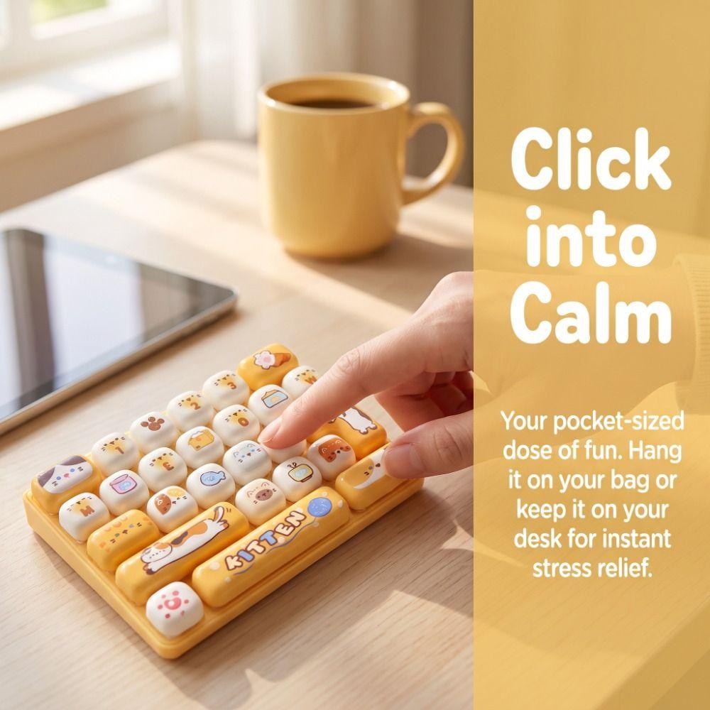Cute Design Decompression Button Toy Creative Style Keyboard Keychain Children Use
