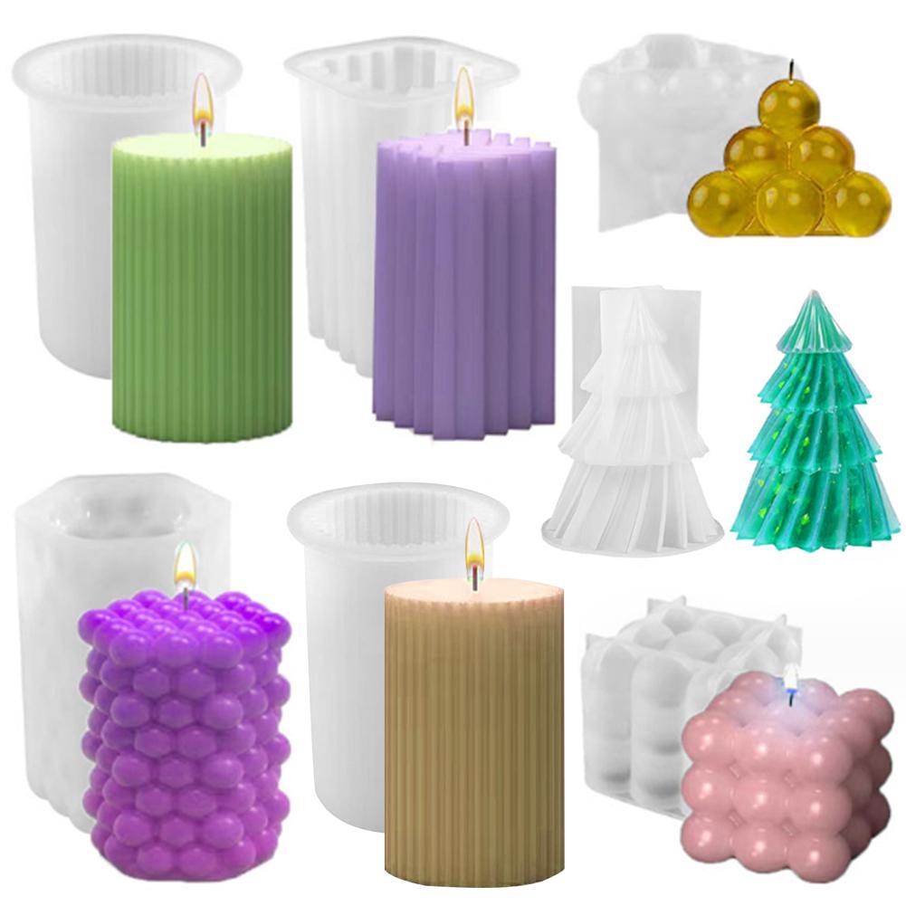 6/7Pcs Candle Casting Molds Hexagonal/Cylinder/Square Silicone Aromatherapy Candles Making Non for Handcraft