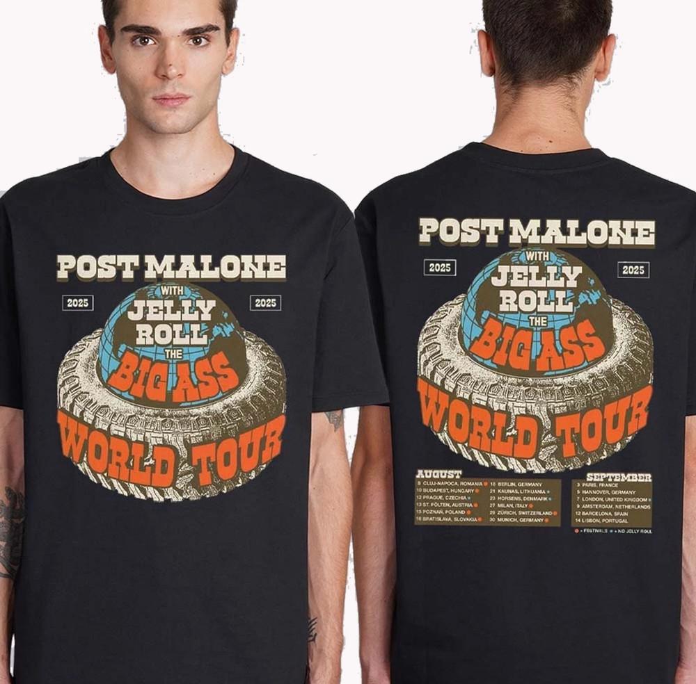 Футболка "The Big Ass World Tour 2025 Post Malone With Jelly Roll"