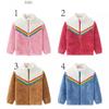 Autumn and Winter Fleece Children's Jackets for Small and Medium-sized Children Splicing Ribbon Casual Zipper Jacket Warm Fur Coat