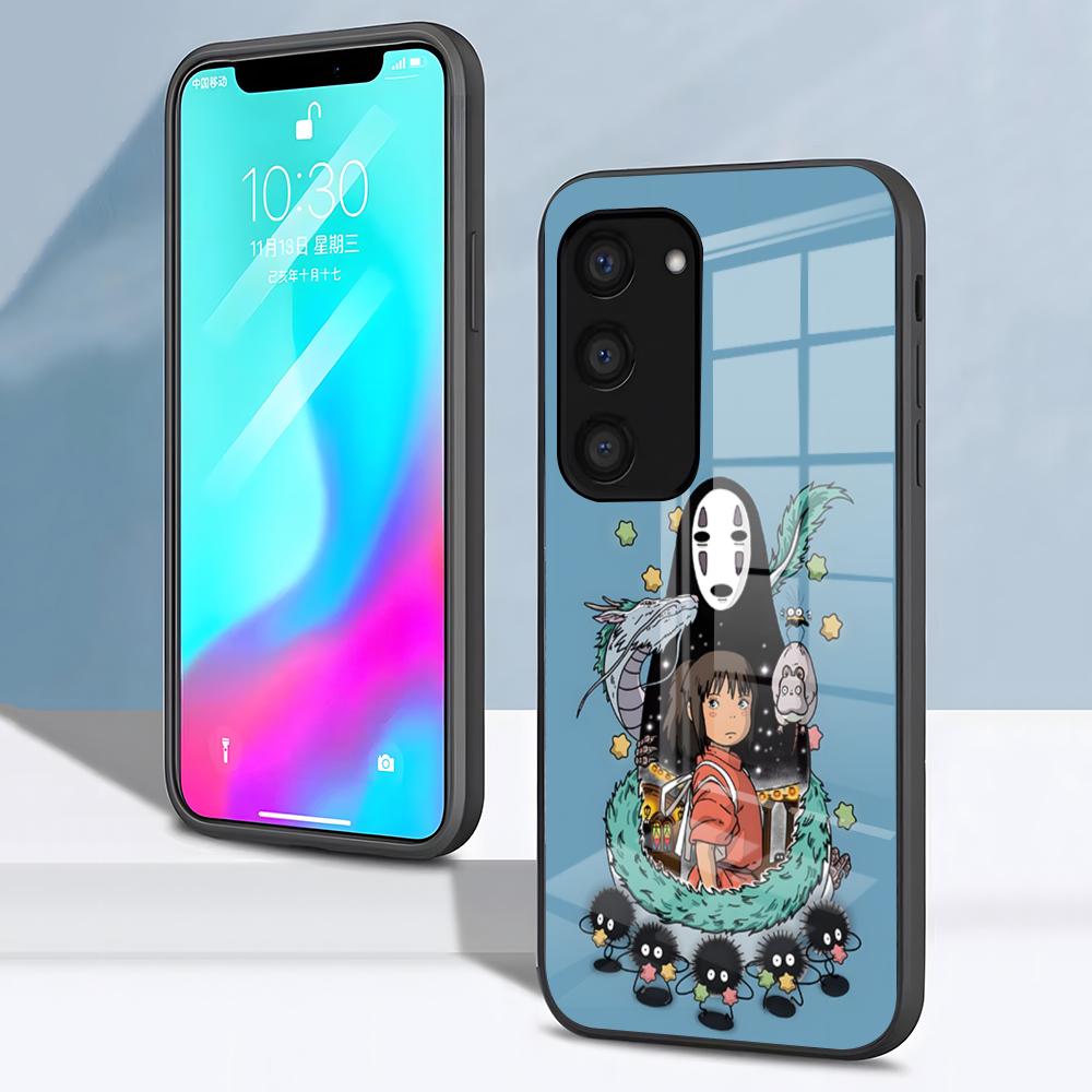 Чехол для телефона S-Spirited CARTOON A-Away для Samsung S26 S25 S24 FE S23 S22 S21 Plus S20 Ultra Note20Ultra Черная стеклянная крышка