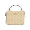 Shoulder Bag BOX CROSSBODY 18 Presbyopia Canvas and Leather Small Square Camera Hand-held Crossbody Small Size Women's Khaki White Color
