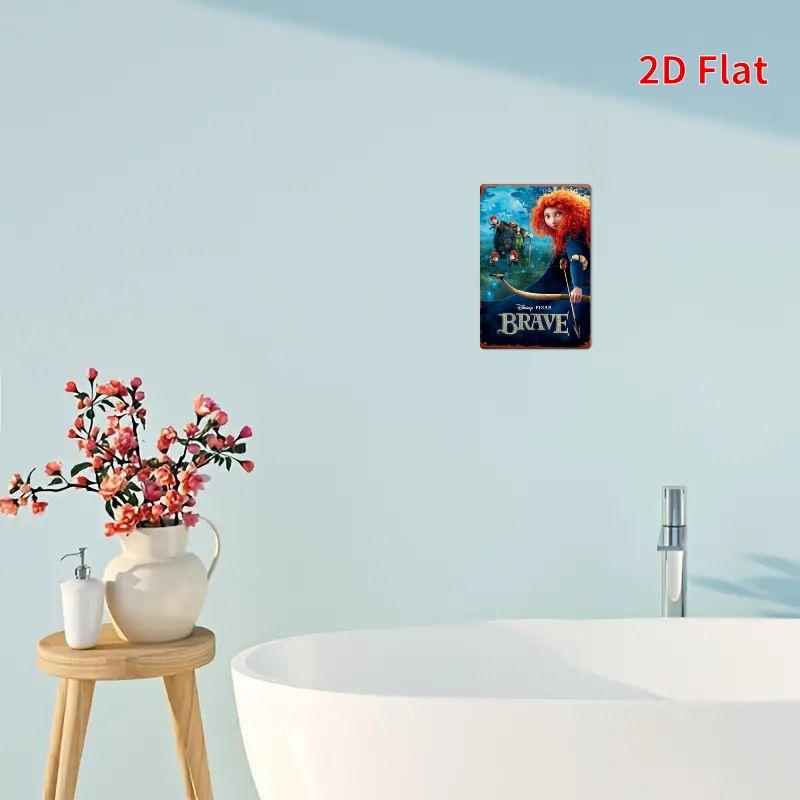 [2D Flat] 1pc Brave 2D Flat Wall Art - 20.32x30.48 cm Iron Hanging Decor with Merida and Family, Adventure and Courage Theme, Id