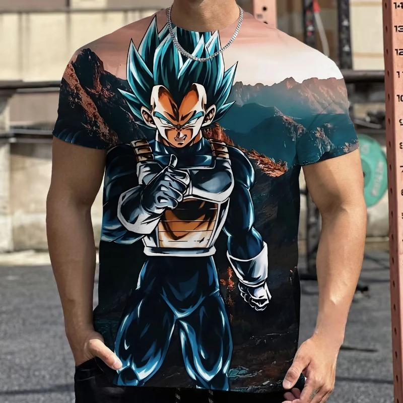 Летняя футболка Dragon Ball Retro Fitness 2026 Мужская Оверсайз С 3D-печатью Короткий рукав