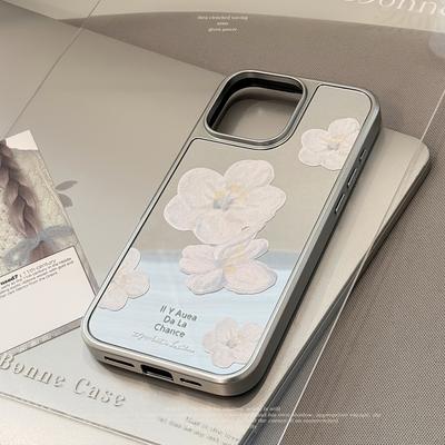 Нежный и элегантный Подходит для 16 Apple 15promax Чехол для телефона Iphone14 Зеркальный цветок 13 Корейский стиль 15 Гальванизированный
