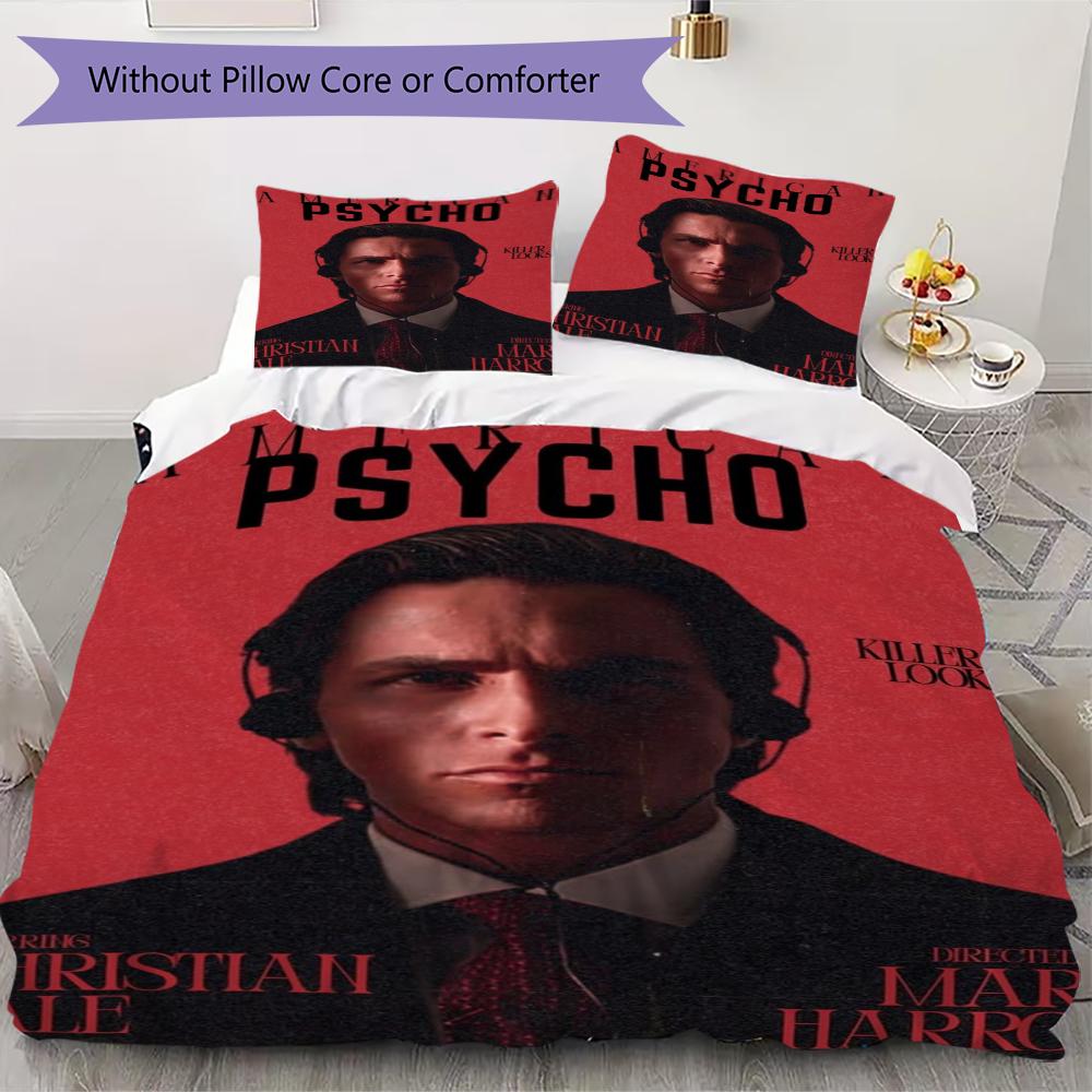 American Psycho Pattern Bedding,Quilt Set Quilt Cover Pillowcase Home Birthday Gift(1 * duvet cover + 2 * pillowcase, without core)_lx