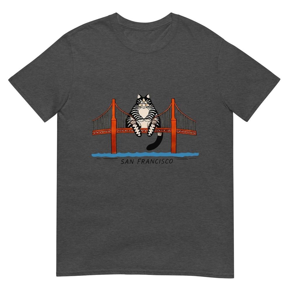 San Francisco Cat Golden Gate Bridge Book Lover Tshirt