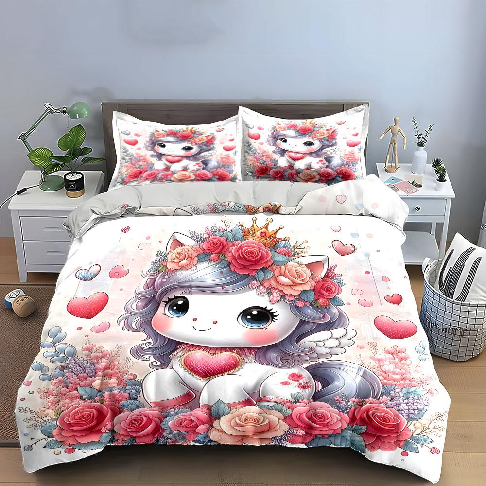Whimsical Floral Unicorn Bliss Bedding sets Duvet covers Pillowcases(1* Duvet Cover 2* Pillowcases without duvet insert)