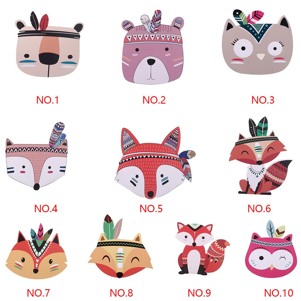 Nordic Style Wood Plastic Ornaments Cartoon Animal Head Wall Decor