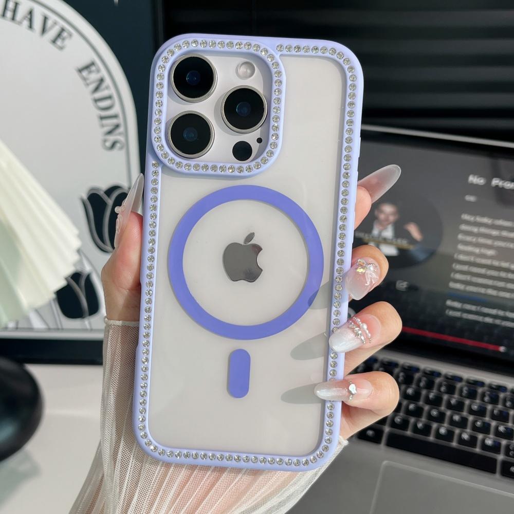Для Magsafe Магнитный Блестящий Бриллиантовый Прозрачный Чехол для iPhone 11 12 13 14 15 16 Pro Max Plus Сверкающий Стразами Противоударный Чехол