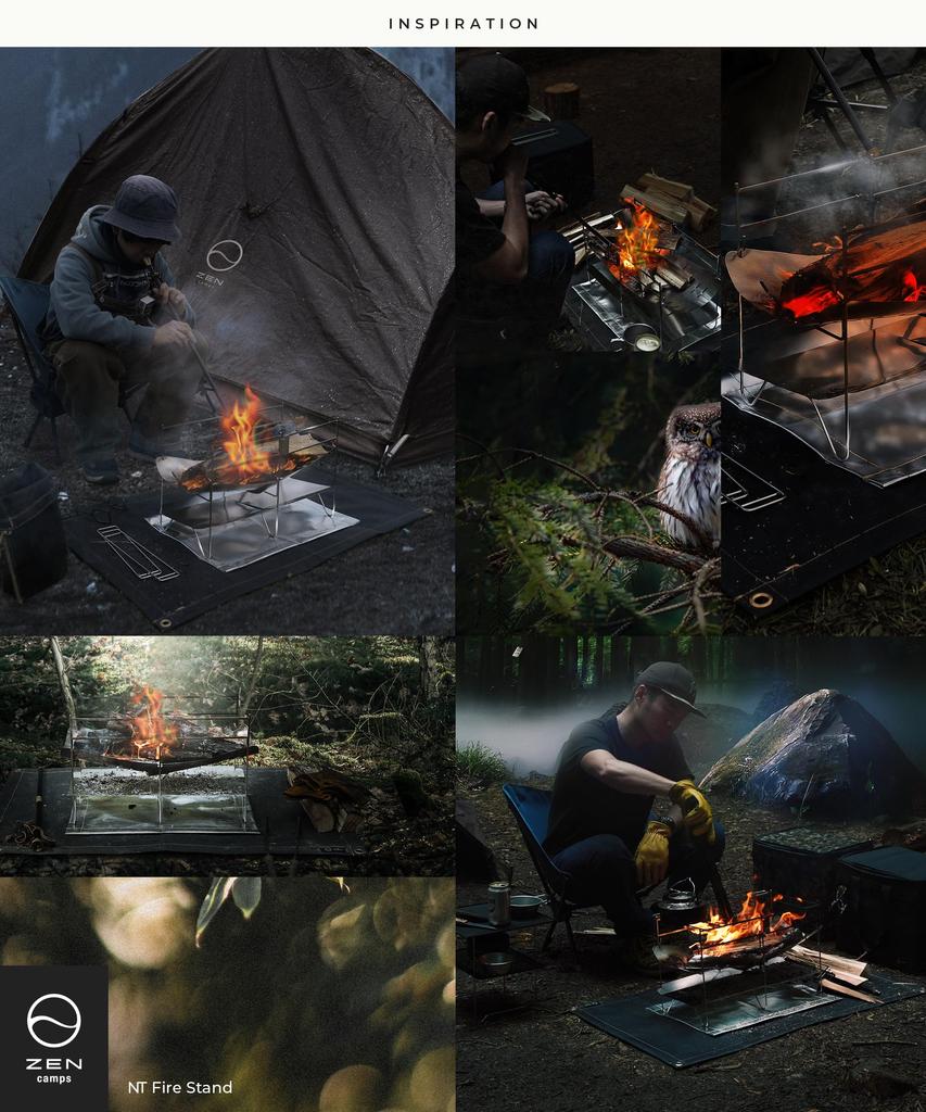 Подставка для костра ZEN Camps NT - Компактная, Складная, для Кемпинга, Соло-Кемпинга, Нержавеющая Сталь, с Сумкой для Хранения (Основание для костра)