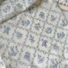 100% Cotton Digital Print Fabric: Retro Blue & White Floral Design for Children's & Women's Dresses and Handbags