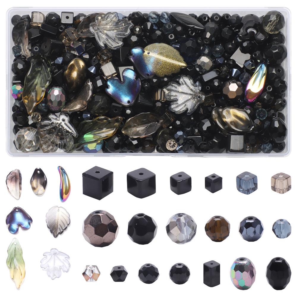 Красочный кулон из круглых стеклянных бусин в форме лепестка с маленьким листиком, набор для DIY