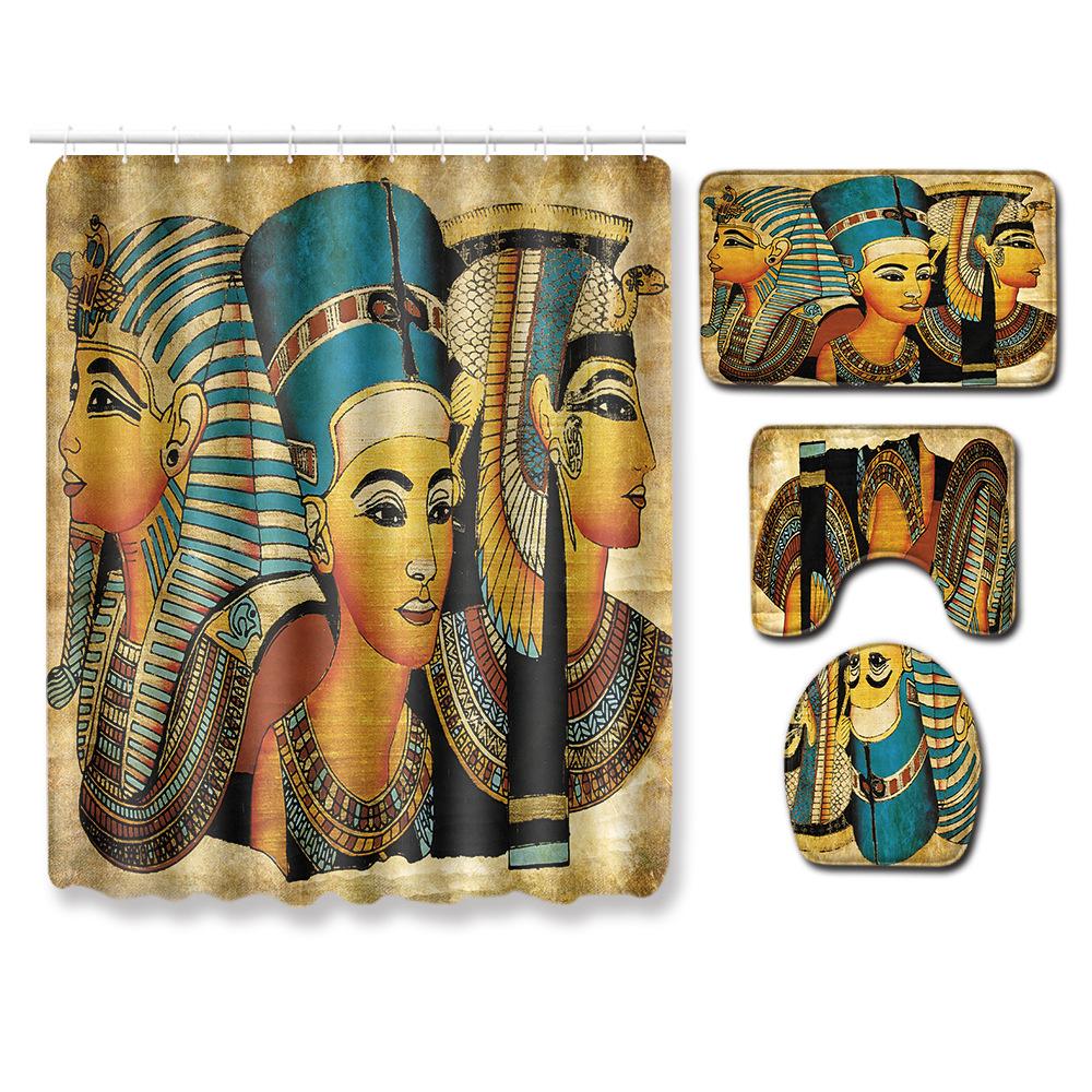 Экзотическая занавеска для душа, коврик для пола в ванной, крышка для унитаза, коврик для ног, узор из четырех частей