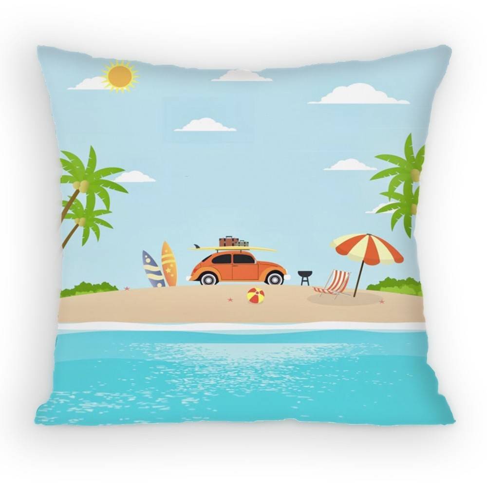 Summer Refreshing Coconut Palm Tree Beach Pillow Case Antidustmite Pillowcase Invisible zipper silky Sofa cover for bedroom