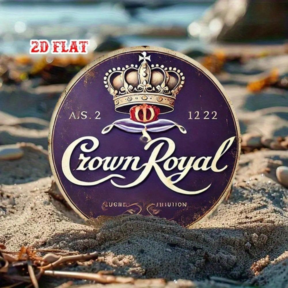 Винтажная металлическая вывеска Royal Crown Whiskey Настенное искусство 7,87 дюйма Круглая Декор для домашнего бара