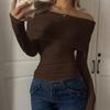 Весенний топ на одно плечо, универсальный, женственный, модный, облегающий, с длинным рукавом