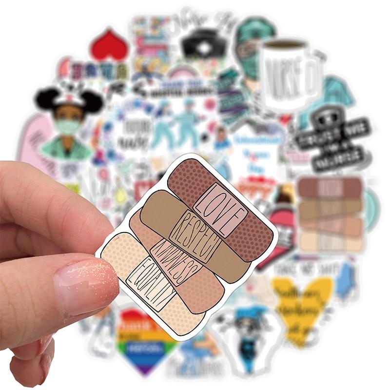 Наклейки для медсестер (50 шт.), Мультяшная медицинская виниловая наклейка, водонепроницаемый набор наклеек для кормления, идеально подходящий для MacBook, бутылки с водой, ноутбука, телефона, гидроколбы