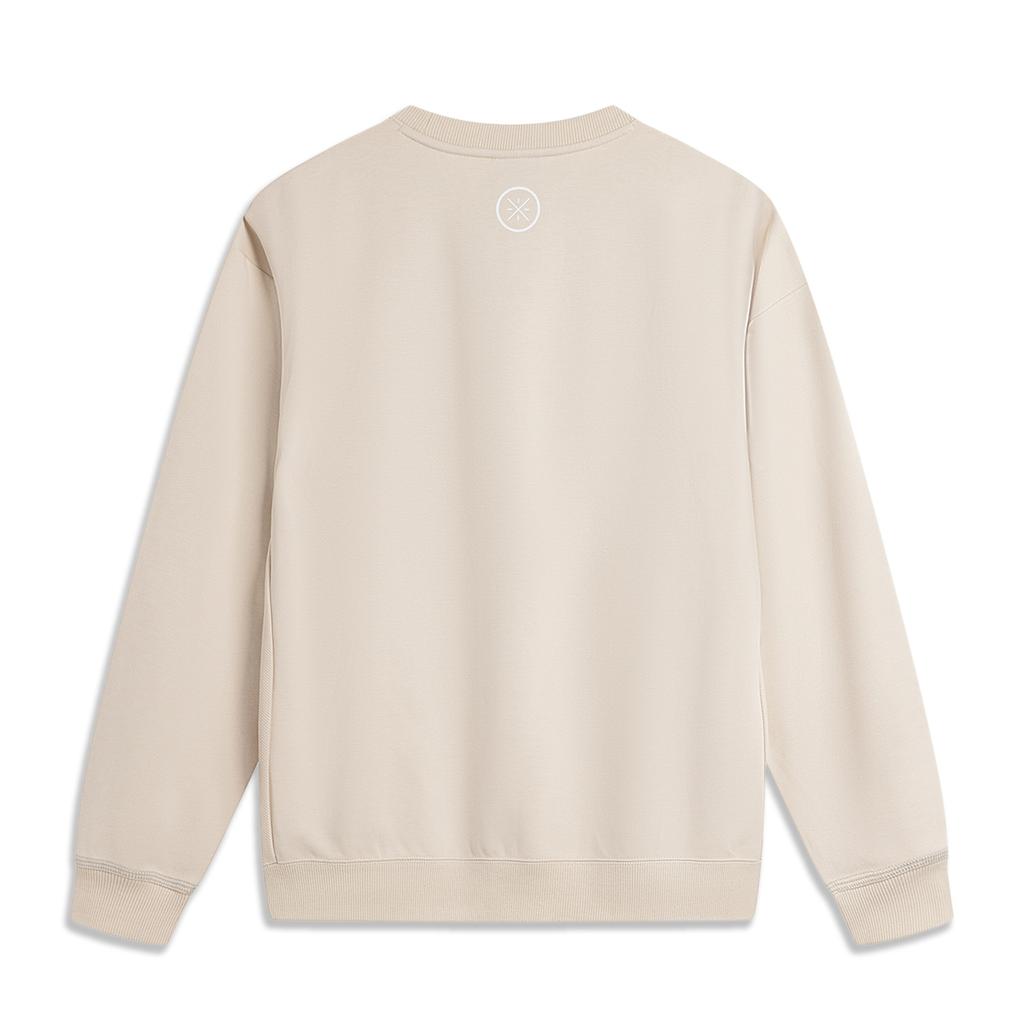 Ли Нин Баскетбольная серия свитер круглый вырез свободный длинный рукав толстовка мужская толстовка овсяно-серый AWDU277-6