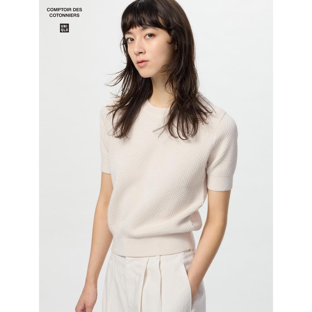 Uniqlo Хлопковый свитер с принтом попкорна с коротким рукавом 