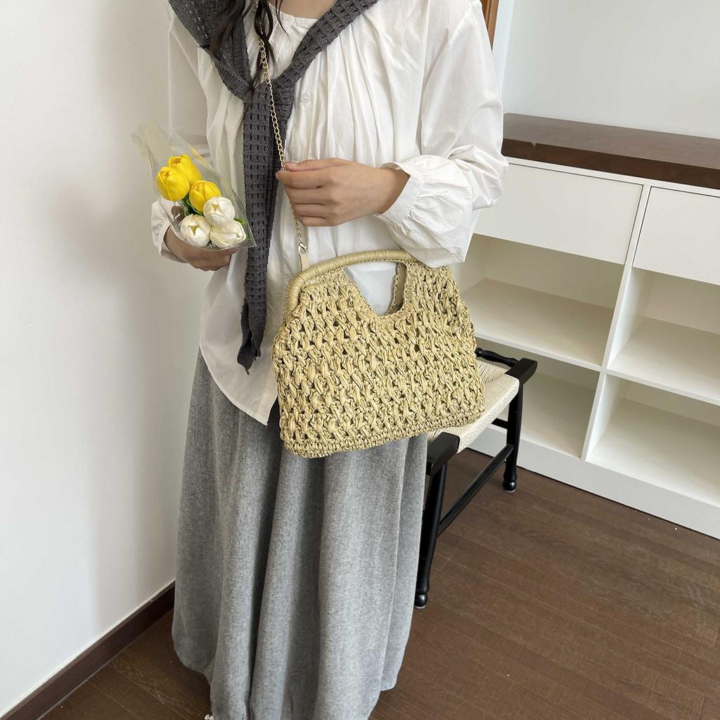Handcrafted Woven Shoulder Bag For Women Summer Casual Travel With Inner Pouch