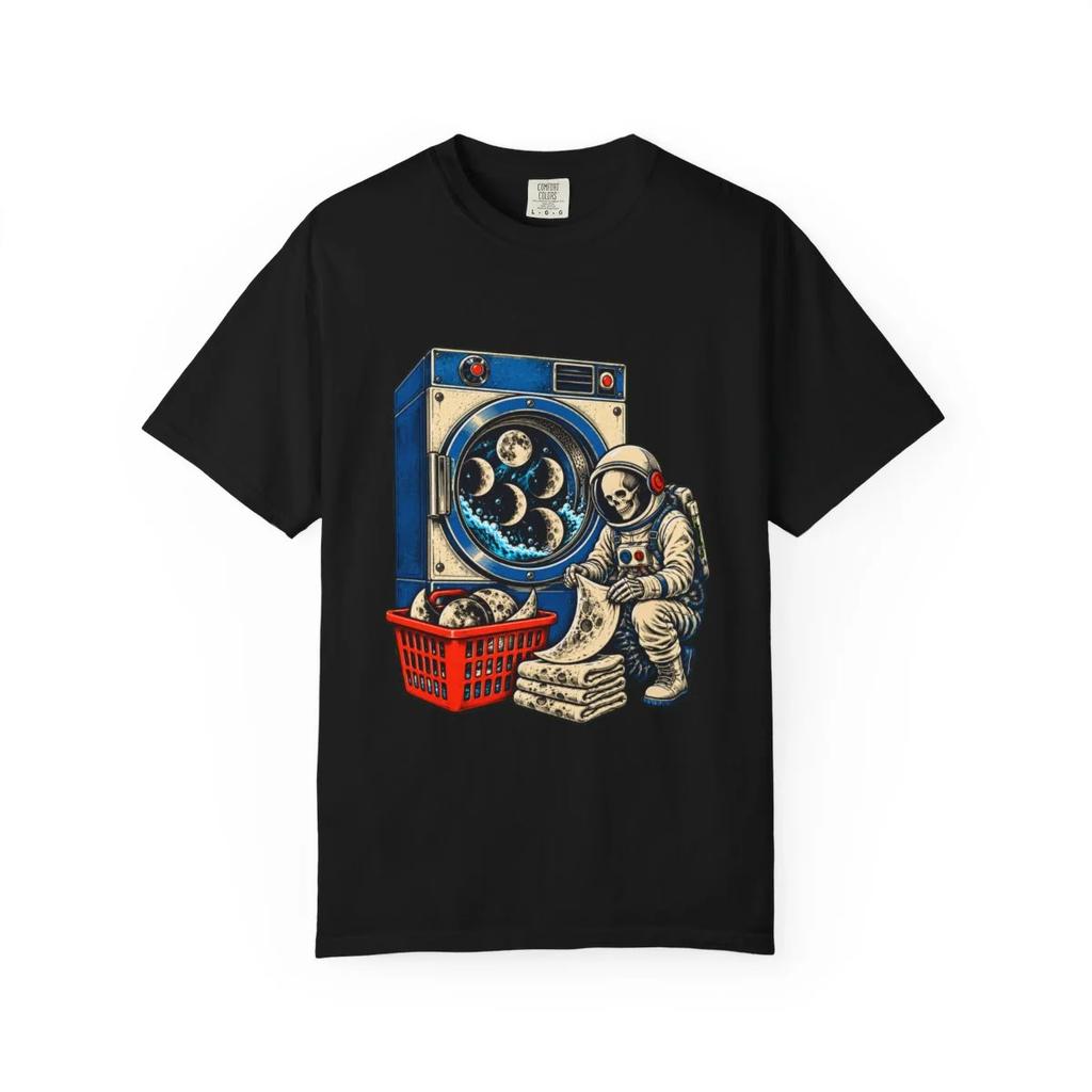 Moon Phase Washing Machine Graphic T-Shirt Black Front Print Comfort Colors 1717