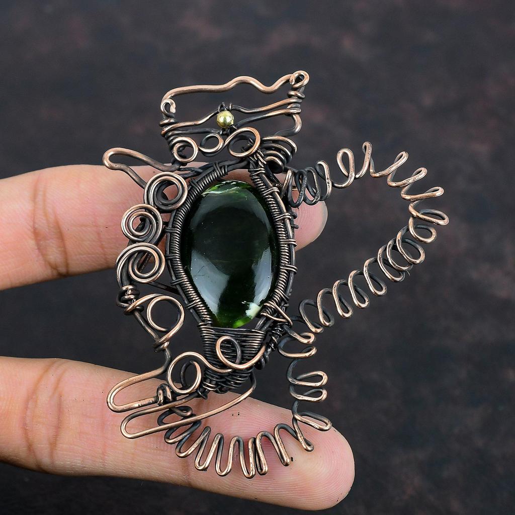 Подвеска из австралийского хромированного халцедона, обернутая медной проволокой, подвеска в виде кролика из драгоценных камней, замечательная медная бижутерия, подвеска ручной работы для подарков