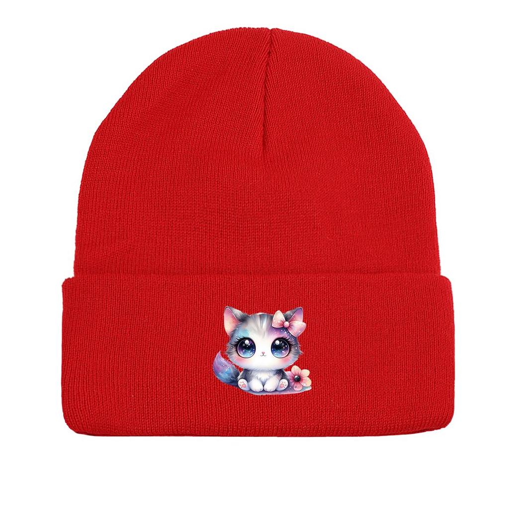 Bowknot Cat Warm Knit Cap Beanie, Skullies Beanies Thermal Warm Simple Gorro Knit Hat Beanie