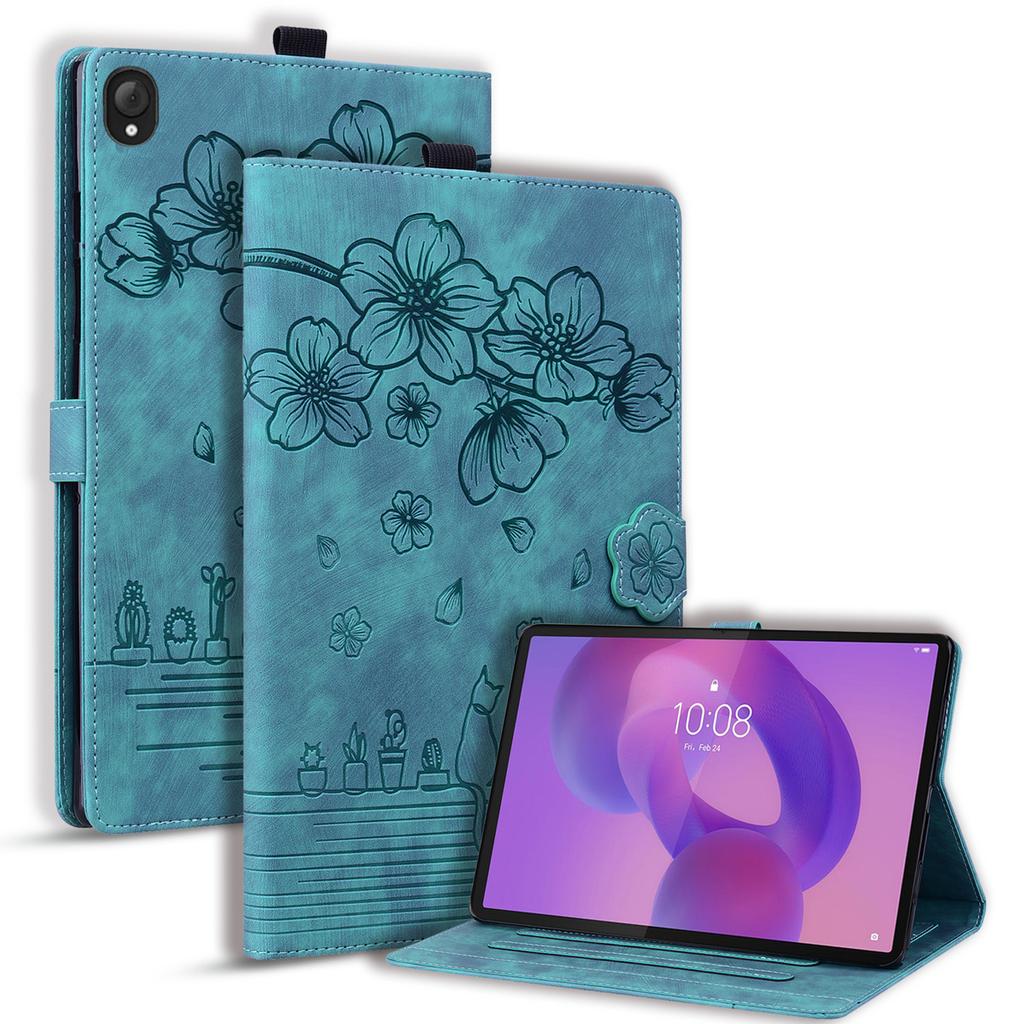 Чехол для Lenovo Tab K10C/Tab E10C с отделениями для карт, кожаный чехол-подставка для планшета, обложка-фолио, Цветок, Кот