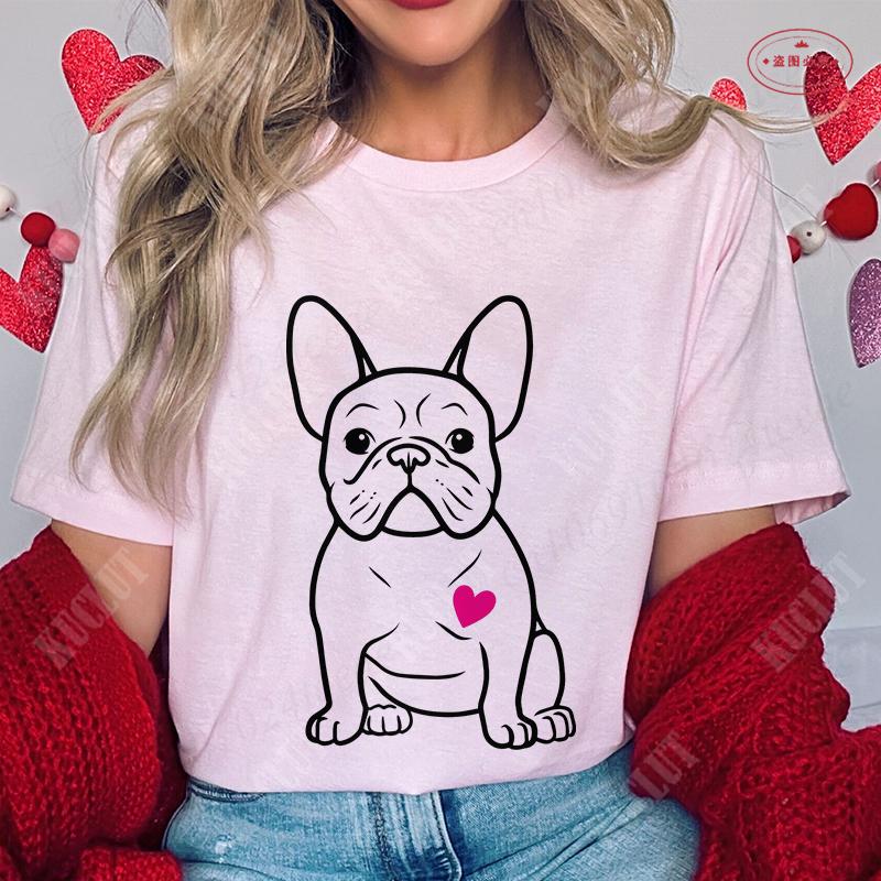 French Bulldog Woman T Shirt Fashion Dog Graphic Tops Summer Short Sleeve Tees Harajuku Streetwear Aesthetic Female Clothing