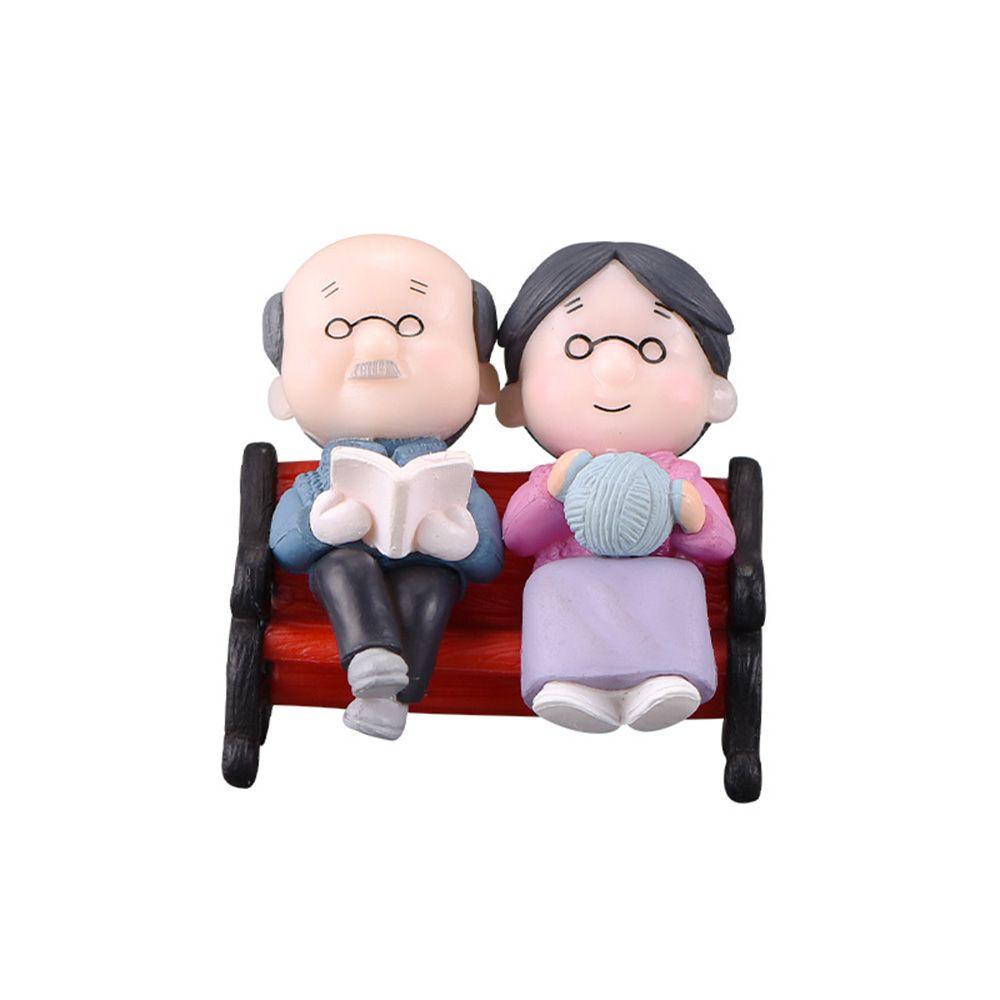 2/3Pc Sweety Lovers Home Micro Landscape Grandpa Grandma Miniatures Ornaments Christmas Decoration Fairy Garden Figurines