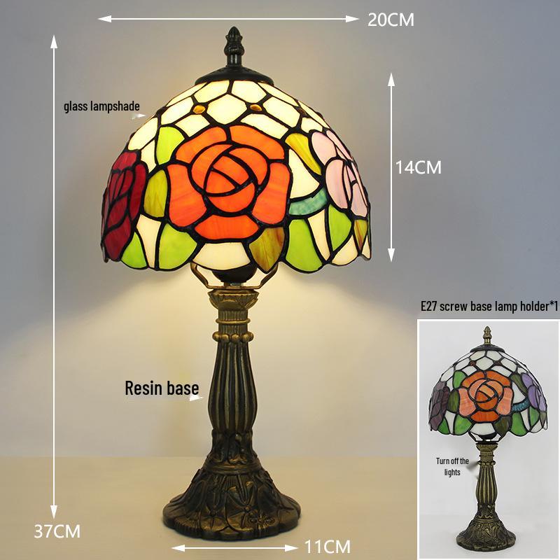 Tiffany Vintage Stained Glass Table Lamp for Bedside or Cafe