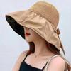 Шляпы от солнца, женские солнцезащитные кепки, летние пляжные универсальные женские шляпы с большими полями, элегантный бант, милые модные шляпы в корейском стиле для отдыха