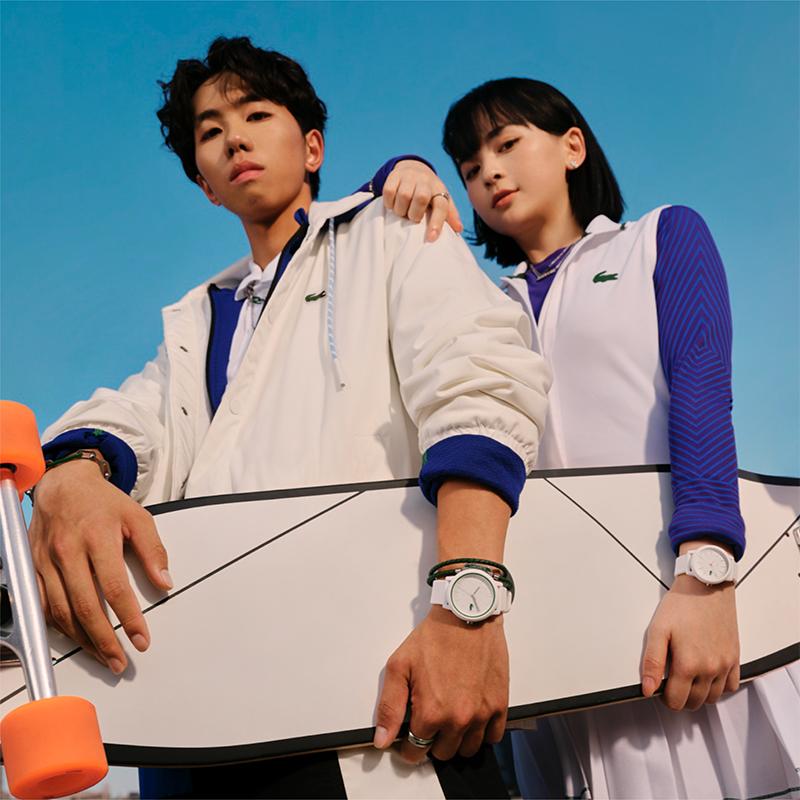 Lacoste Часы Серии 12.12 Кварцевый Механизм Силиконовый Ремешок 42 мм Белый Циферблат Мужские часы 2011169