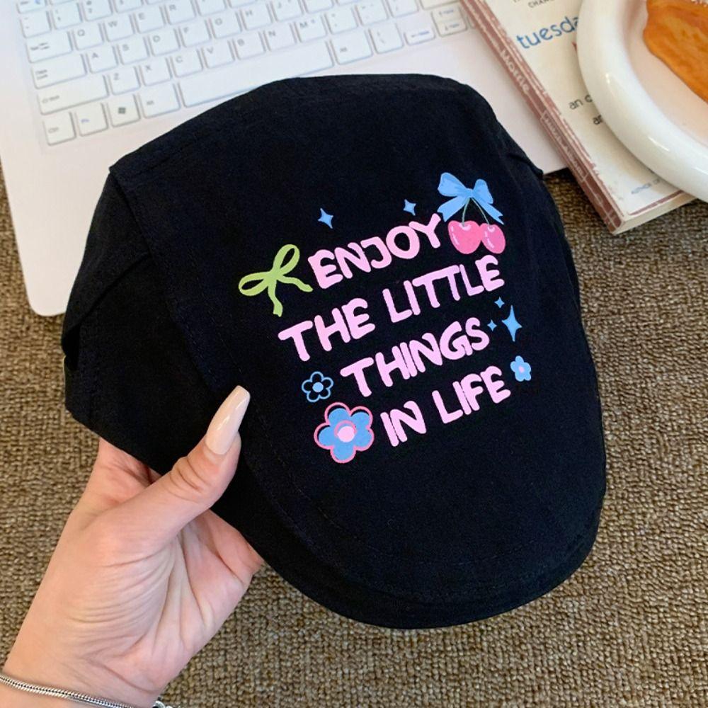 Вишневый берет Y2k Винтажная шляпа художника Индивидуальная граффити Кепка вперед Унисекс