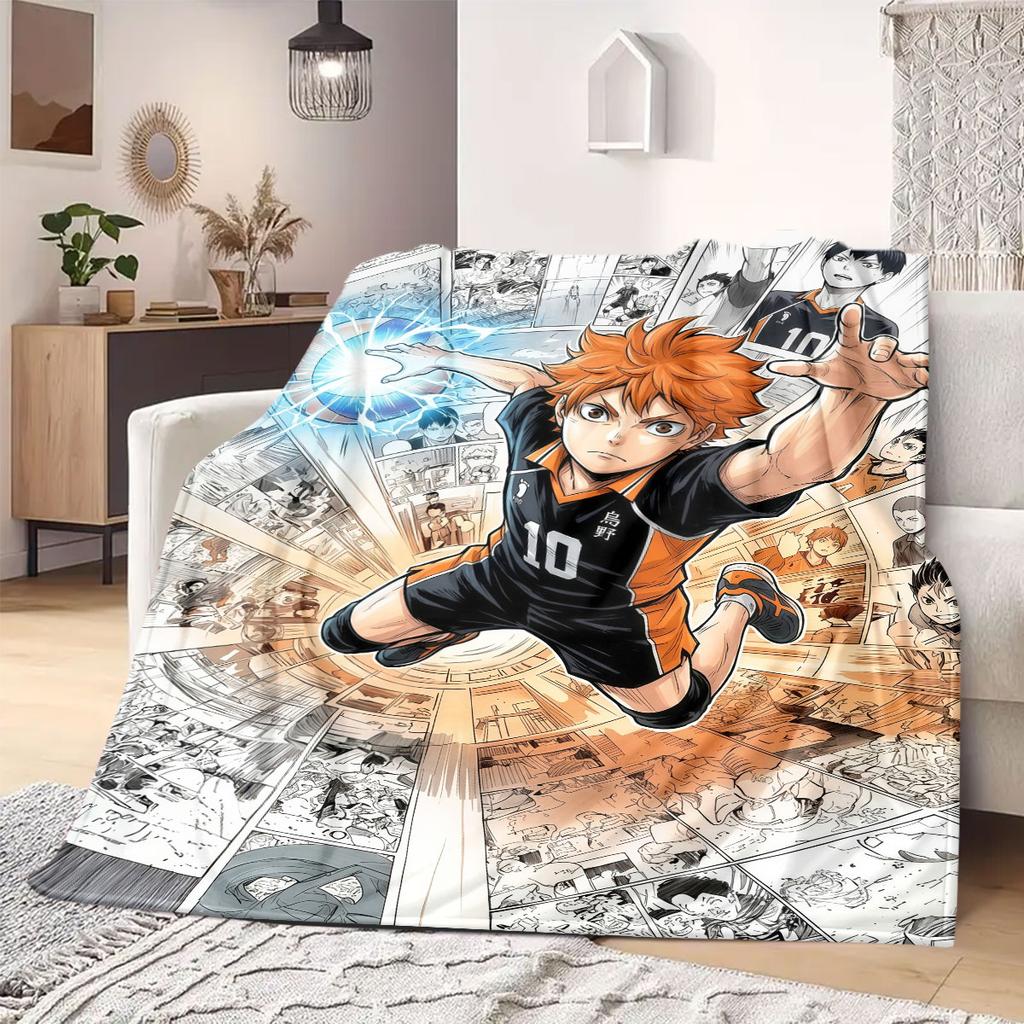 Haikyu Grand 2D Cartoon Flannel Blanket Beautiful Print Pattern for Bedrooms Sofas Beds Travel Picnic Blanket_LIAN