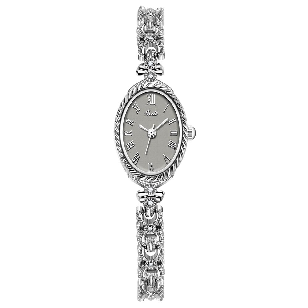 GEDI Watches for Woman Vintage Light Luxury Oval Dial Quartz Bracelet Watch Niche Elegant Temperament Gold Ladies Watches Gifts