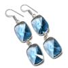 Swiss Blue Topaz Gemstone 925 Sterling Silver Jewelry Earring 2.44"