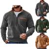 Mens Retro Fleece Sweatshirt With Pocket Color Block Slim Fit Long Sleeve Half Zip Pullover Shirt Trendy