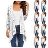 Женский кардиган неправильной формы с принтом, рукавами три четверти и карманной курткой