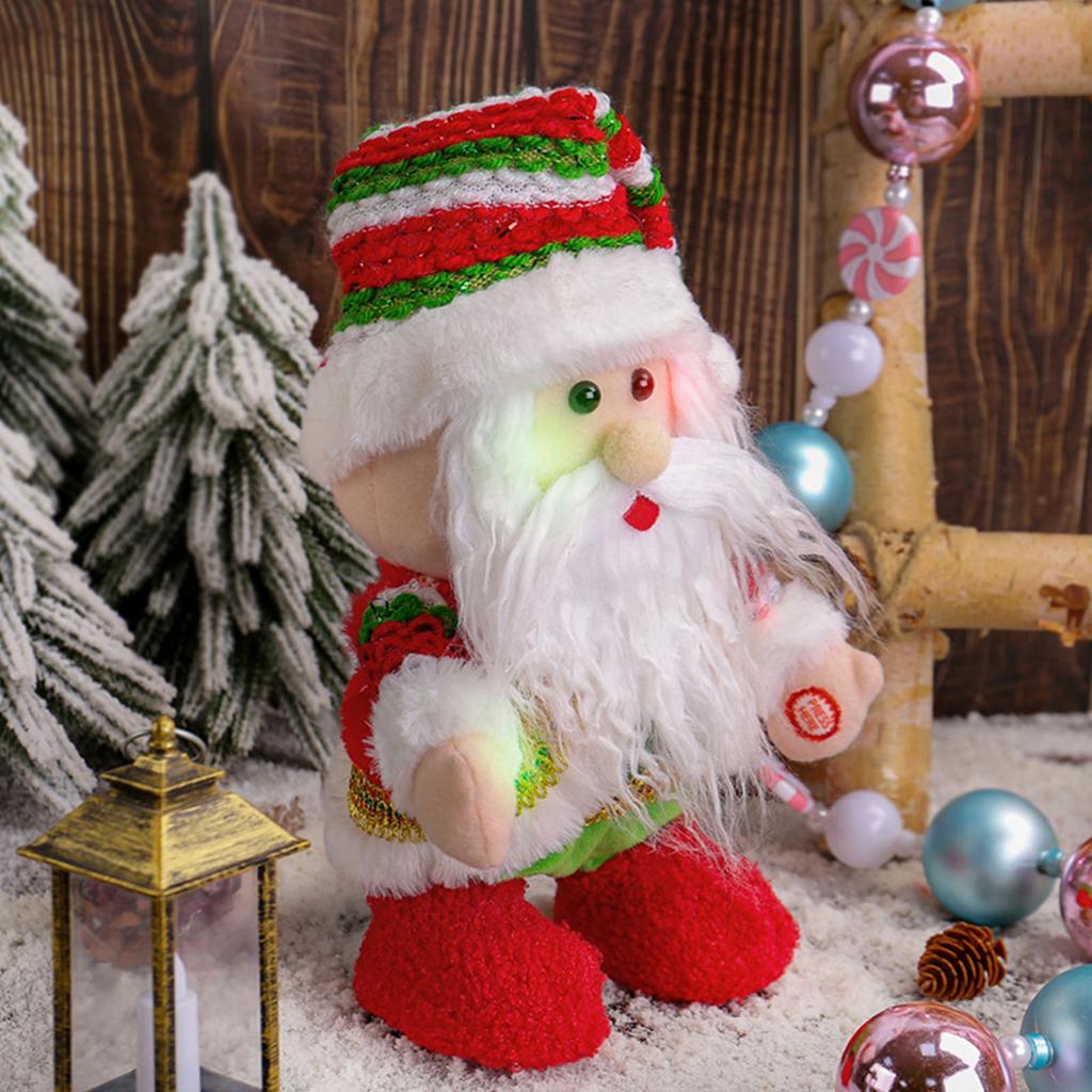 Walking Santa Toy 28.5cm Singing Electric Santa Toy Stuffed Doll with Music and Light for Home Decor
