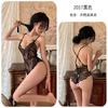 Сексуальное нижнее белье Сексуальная пижама Perspective Lace Suspender Onesie Open Crotch Perspective Underwear Women