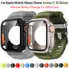 Силиконовый ремешок+Чехол Смена на Ultra Для Apple Watch Ultra 11 10 9 8 7 6 5 4 SE Для iWatch 46мм 49мм 45мм 44мм Защитные пленки на экран