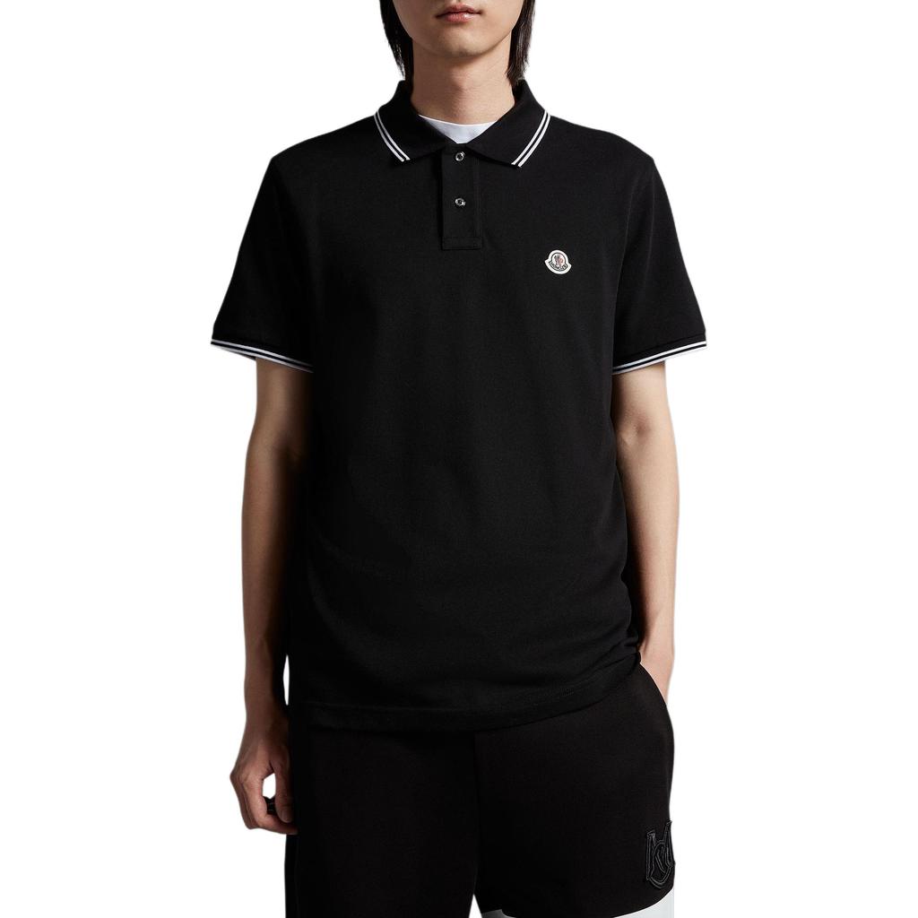 Moncler Embroidered Printed Pullover Short Sleeve Polo Shirt Men Polo Shirts Black J10918A0002584556999