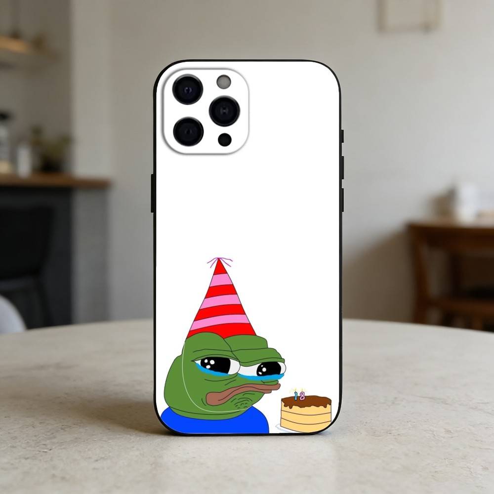 Смешной чехол для телефона с лягушонком Пепе для iPhone 17,16,15,14,13,12,11 Plus,Pro Max,SE4 Мягкий силиконовый черный чехол