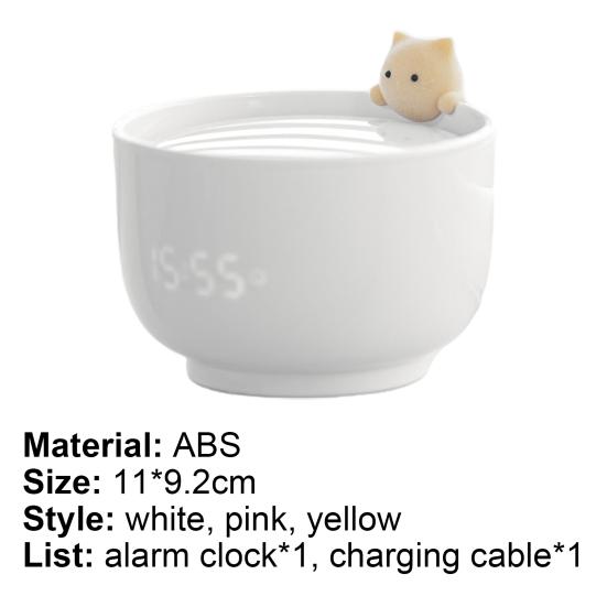 Будильники с питанием от USB Кошки Чашка с кошкой ABS Светодиодная ночная лампа Цифровые часы