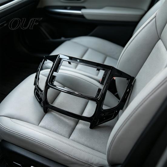 Automatic Air Conditioning Console Frame 9 Inch Car Radio Fascia for TRITON 2015, Navigation Panel Manual Dash Kit Manual/Auto AC, Stereo Install
