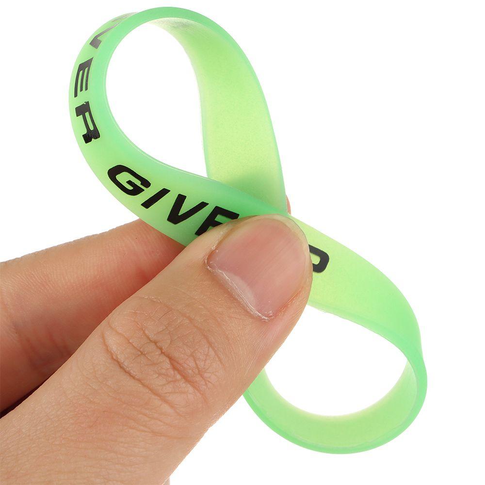 Силиконовый браслет для подростков, спортивный браслет-манжета, светящийся резиновый браслет, никогда не сдавайся, мужчины, женщины