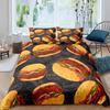 Hamburger Duvet Cover Meat Cheese Fast Food Theme Cartoon Hamburg Pattern Quilt Cover Bedroom Decoration for Children Boys Girls