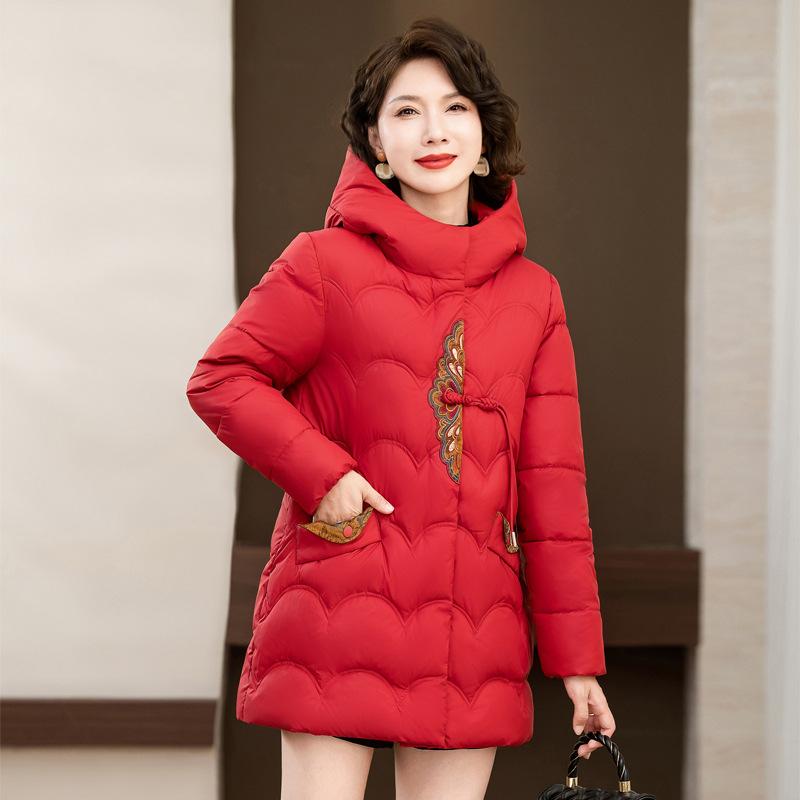 Зимняя пуховая хлопковая куртка в иностранном стиле, короткая куртка для людей среднего и пожилого возраста, теплая куртка в китайском стиле с хлопковой подкладкой, женская куртка